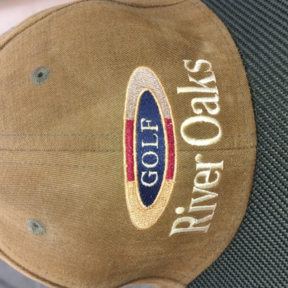 Vtg 1991 River Oaks Golf Embroidered Leather Strapback Hat Cap Made In Usa View 2